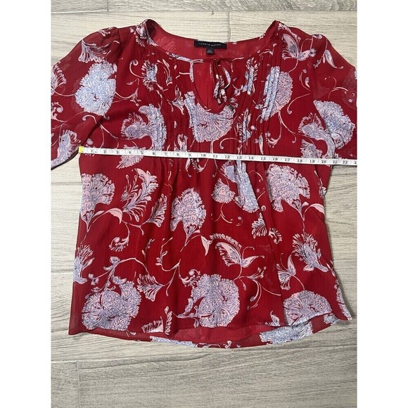 Tommy Hilfiger Women's Floral Blouse Red and Blue Large - Picture 4 of 7
